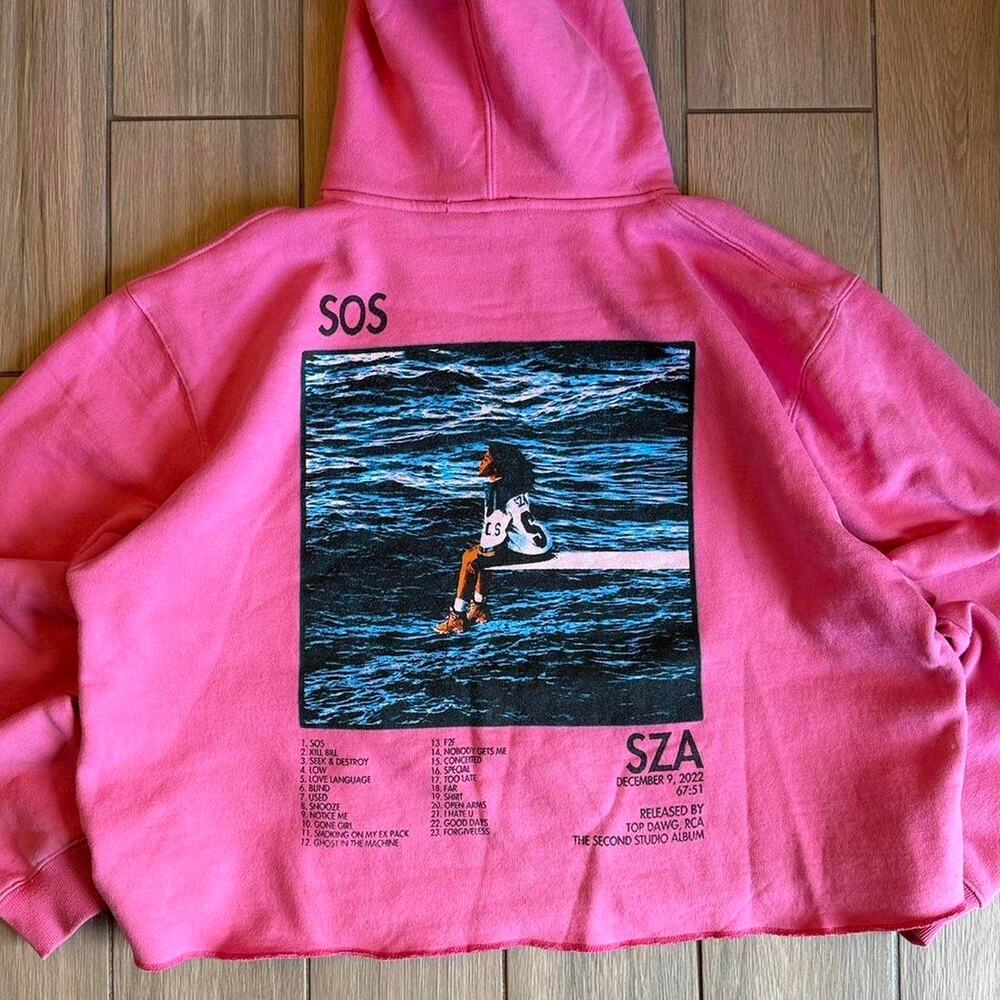 SZA SOS Album Cropped Pullover Hoodie - Size XL